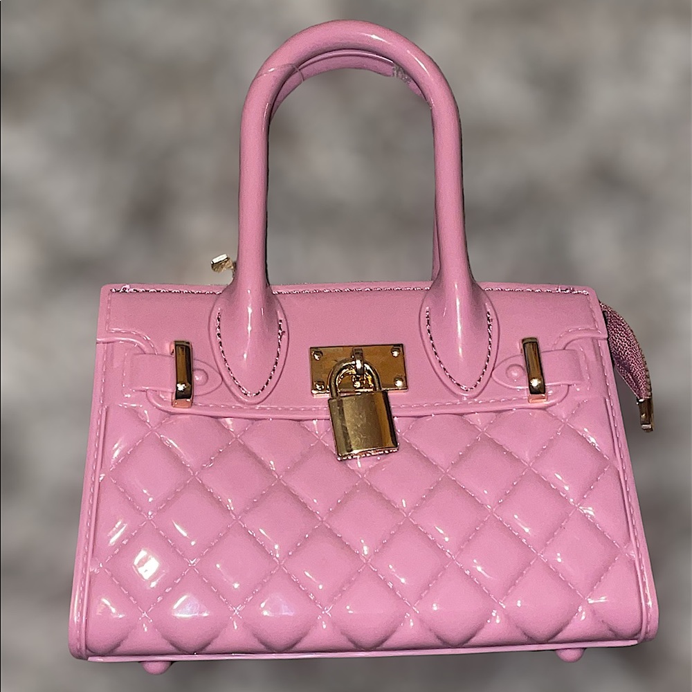 Cute Embroidered Handbag With Gold Lock And Zipper